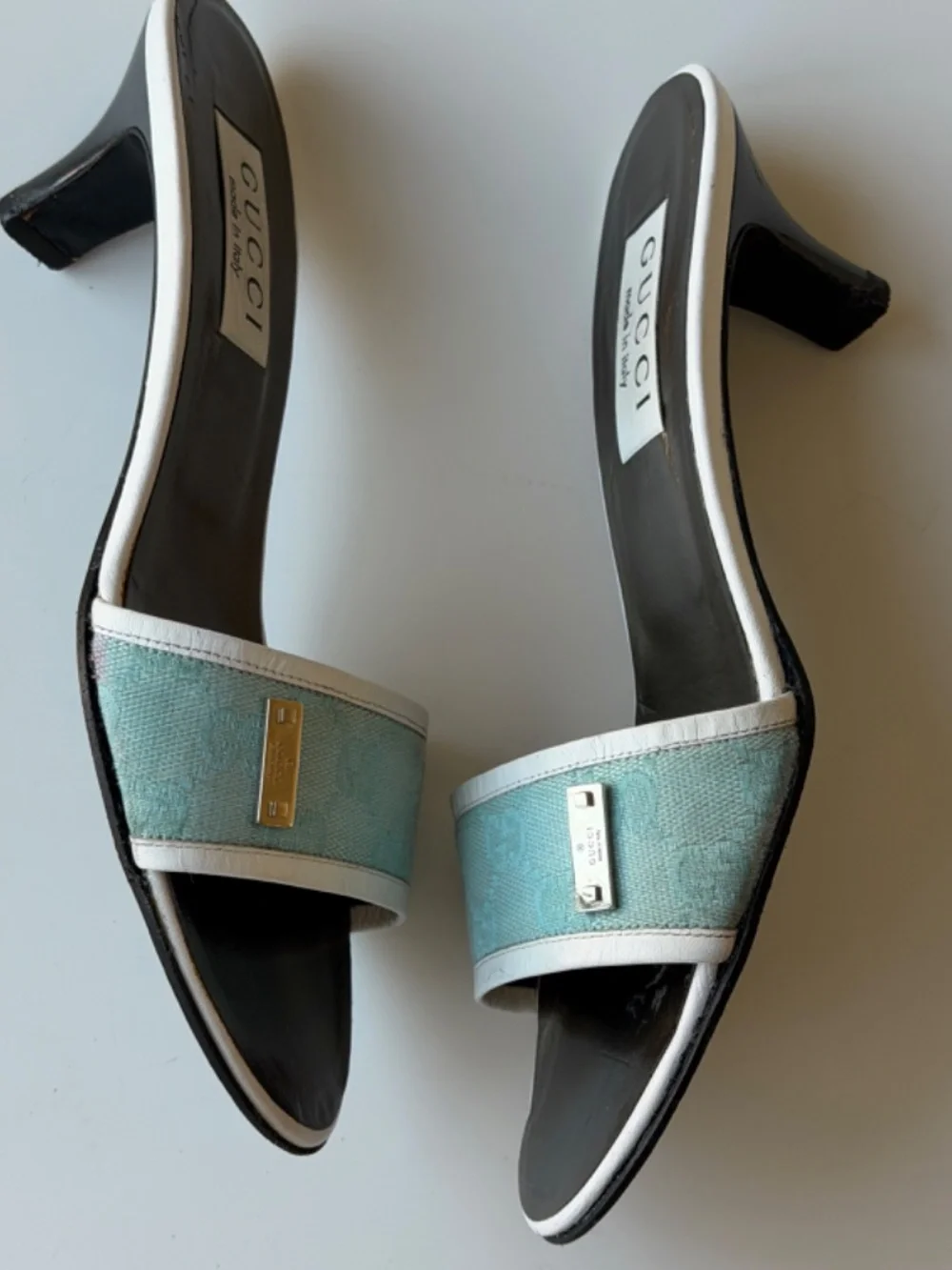 Vintage Gucci by Tom Ford GG monogram kitten heel slide mules, IT 38